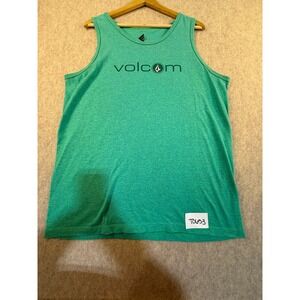 Volcom Mens Tank Top XL Green Heather Graphic Logo Sleeveless Skate Surf Shirt